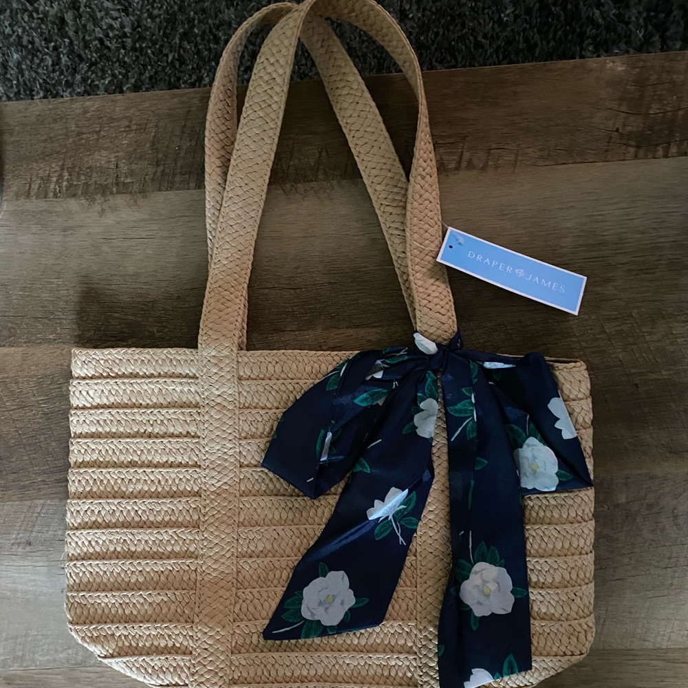 NEW Draper James Straw Bag w/ scarf